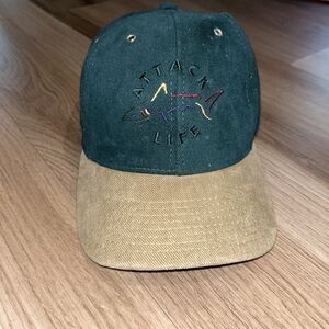 Vintage Greg Norman Shark Attack Life Strapback Hat Mens Adjustable NWOT‎
